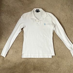 Polo Ralph Lauren white long sleeve skinny polo size M